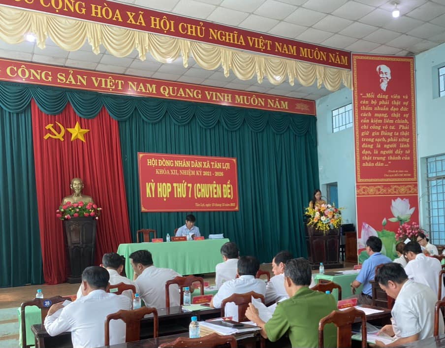 HĐND xã Tân Lợi tổ chức kỳ họp thứ 7 (chuyên đề) khóa XII, nhiệm kỳ 2021-2026